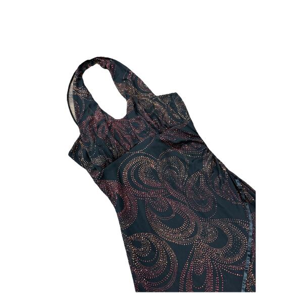 Taboo Black Red Glitter Halter Dress Gown Whimsigoth Y2K Dark Fairycore Size L - Picture 4 of 8